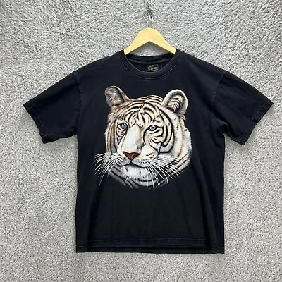 Buy Tiger Print T Shirt Unisex Large Front & Back Print Wash And Print Faded Vintage • 8.99£