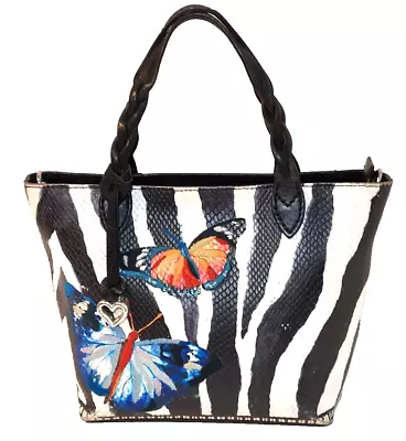 Buy BRIGHTON AFRICA STORIES Butterfly Zebra Print SNAKE EMBOSSED Hand Bag Tote • 104.12£