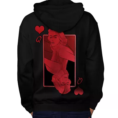 Buy Wellcoda Queen Of Heart Red Mens Hoodie,  Design On The Jumpers Back • 26.99£