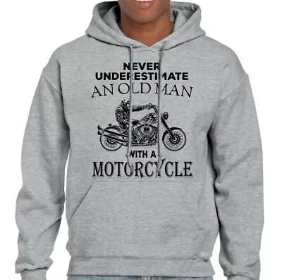 Buy Never Underestimate An Old Man With A Motorcycle Mens Funny Biker Hoodie Bike  • 24.49£