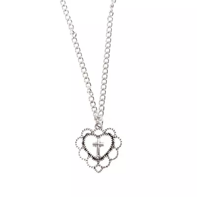 Buy Hollow Heart For Charm Necklace Gothic Jewelry Vintage Choker Silver Tone • 5.38£