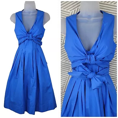 Buy NEW J Crew Dress Pinup Size 0 Flare Party Rockabilly Blue Fit & Flare Tie Waist • 24.49£