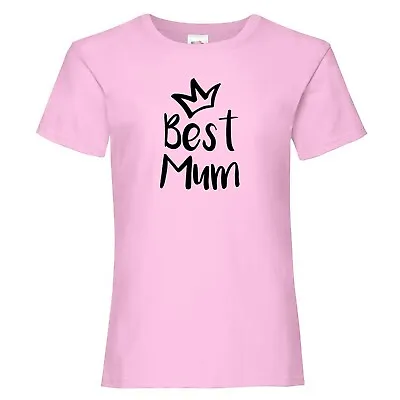 Buy Best Mum Crown Design Mothers Day Ladies Pink T-Shirt XTSN249 • 9.99£