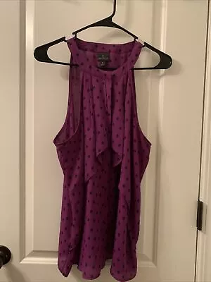Buy Worthington Women's Leaf Sleeveless Blouse Top Size Large Purple Black • 43.57£