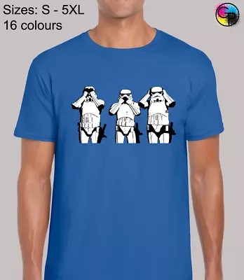Buy See No Evil Mens T Shirt Storm Wars Jedi Star Trooper Banksy Joke Yoda Top • 7.99£