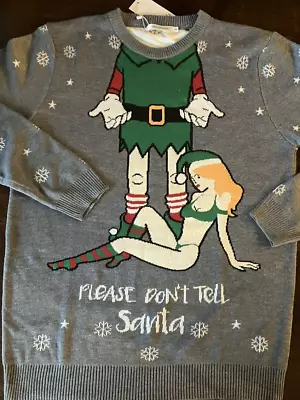 Buy Please Don't Tell Santa Funny Rude Christmas Jumper ~ 48 Hour Tracked Delivery • 10.39£