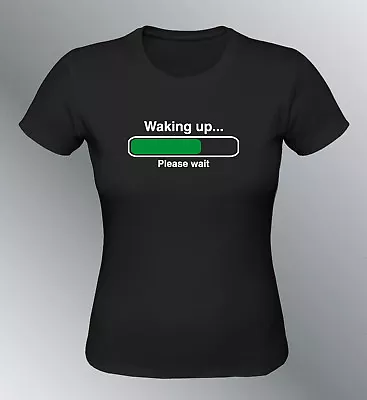 Buy T-Shirt Customised Waking Up Please Wait S M L XL Woman Computer Humor Geek • 19.26£