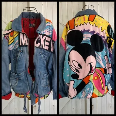 Buy DAMAGED 90's Vintage Too Cute Disney Guetta Bros Mickey Mouse Denim Jacket Coat • 94.50£