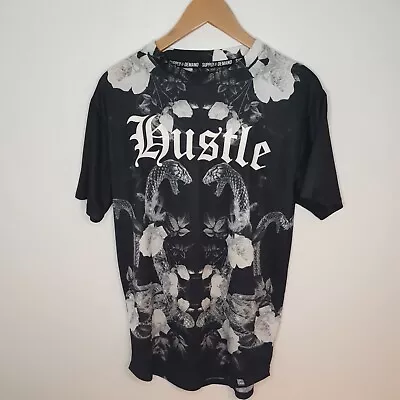 Buy Supply & Demand Hustle T Shirt Size L Black & White Snake Graphics  • 14.95£