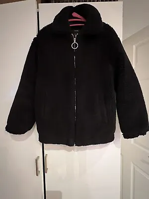 Buy Bershka Black Teddy Jacket Size XS GREAT CONDITION • 3.99£