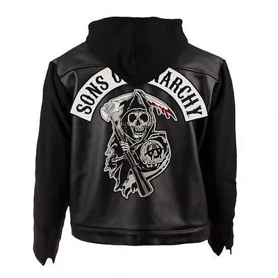 Buy SOA Sons Of Anarchy Leather Hooded Jacket • 90.04£