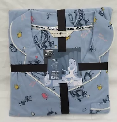 Buy Ladies Marks And Spencer Disney Blue Mix Alice In Wonderland Long Pyjamas Size L • 19.50£