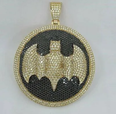 Buy Men's Bat Pendant 14K Yellow Gold Plated 2.00 CT Black & White Cubic Zirconia • 133.60£