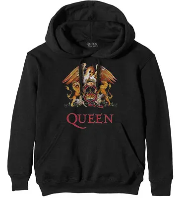 Buy Queen Classic Crest Black Pullover Hoodie OFFICIAL • 28.69£