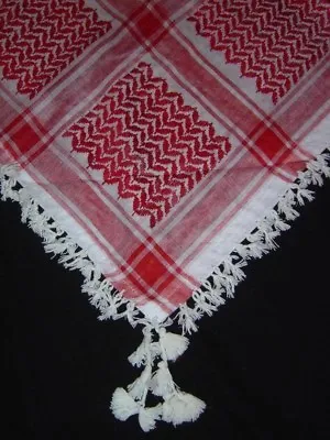Buy Red Palestinian Scarf Yasser Arafat Style Shemagh White • 5.99£
