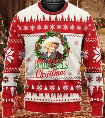 Buy Have A Holly Dolly Ugly Sweater, Chrismas Knitted Sweater. • 41.57£