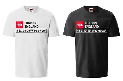 Buy Mens Tnf North Face Black White London GPS Cotton Jersey Short Sleeve Tshirt Top • 14.99£