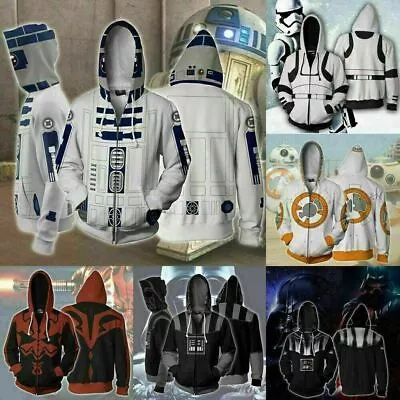 Buy New Star Wars Hoodie Cosplay BB8 R2D2 Sweatshirt Hooded 3D Print Jacket Coat • 29.24£