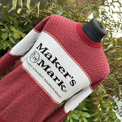 Buy Makers Mark Kentucky Bourbon Whiskey Red Spell Out Christmas Xmas Jumper S • 34.99£