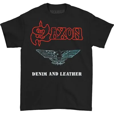 Buy Saxon - Denim & Leather T Shirt • 15.99£