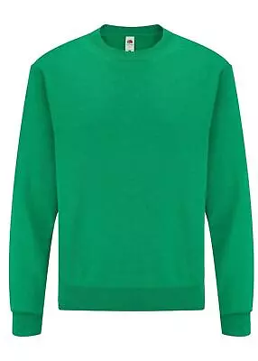 Buy Adults Large Fruit Of The Loom Kelly Green Unisex Raglan Classic Sweatshirt • 4.95£