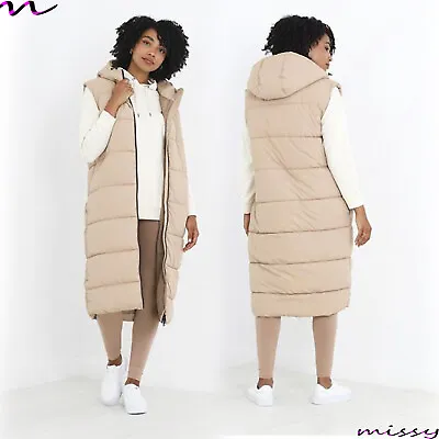 Buy Long Hooded Gilet Bodywarmer Ladies Coat Puffer Jacket Parka 8-16 Winter Maxi • 18.89£