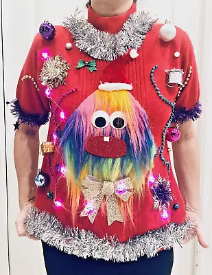 Buy Ugly Christmas Sweater Contest Fuzzy Poop Tacky Lights Up Hideous • 24.05£