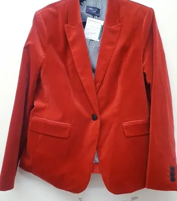 Buy Ladies MARKS & SPENCER Deep Red Velvet Jacket Size 12 - CG BA2 • 7.99£