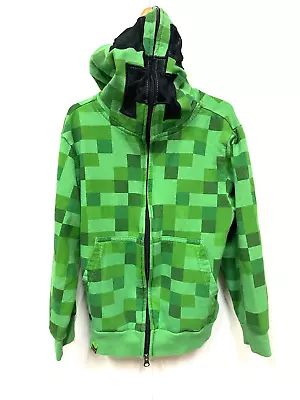 Buy Mad Engine Minecraft Green Creeper Hoodie With Zip Up Mask Child SZ XS Unisex • 6.76£