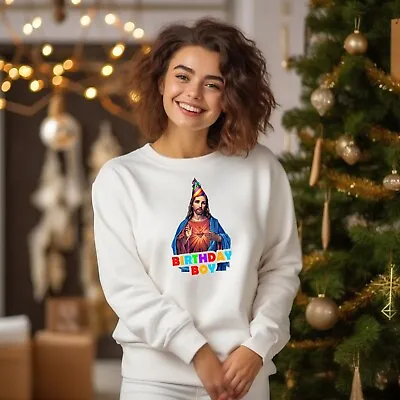 Buy Birthday Boy Christmas Sweatshirt Funny Jesus Xmas Parody Mens Ladies Jumper • 16.99£