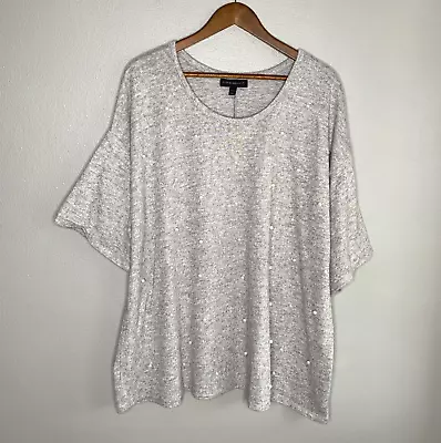 Buy LANE BRYANT Sweater Womens 26/28 Soft Gray Pearls Pullover Short Sleeve Holiday • 26.65£