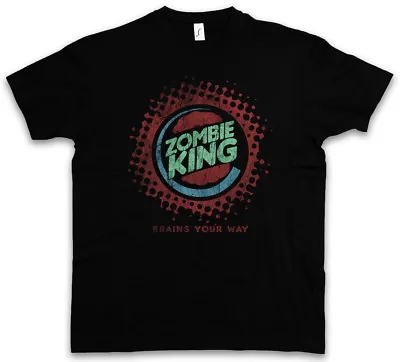 Buy ZOMBIE KING T-SHIRT Fun Zombie Splatter Gore Blood Halloween Brains Burger • 21.59£