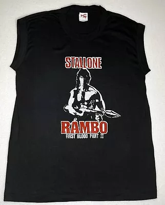 Buy Vintage Rambo First Blood Part II 1985 Promo Sleeveless T Shirt L Single Stitch • 66.10£