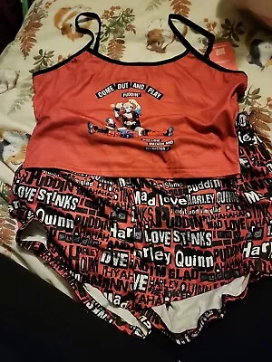 Buy New With Tags Harley Quinn Pj Shorts And Top Set Size 10 To 12 • 10£