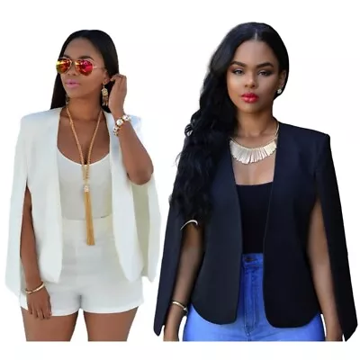Buy Fashion Cape Coat Split Sleeve Open Front Casual Blazered Jackets Women • 13.57£
