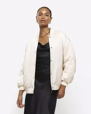 Buy River Island Womens Beige Nylon Bomber Jacket Size S • 20£