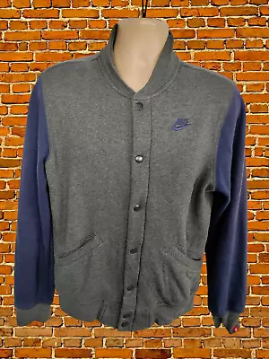 Buy Mens Nike Small Grey Blue Baseball Sport Sweater Classic College Jacket Coat • 29.99£