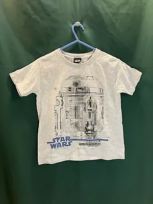 Buy Boys 7-8 Years Star Wars Grey T-shirt With R2d2 • 1£