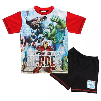 Buy Marvel Avengers Boys Pyjamas Short Sleeve T-Shirt And Shorts 7-8 Years • 6.99£