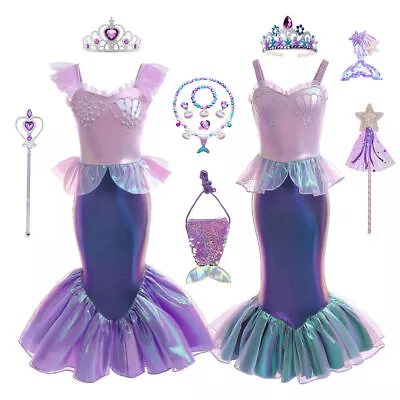 Buy Kids Girls Mermaid Lovely Costume Cosply Princess Birthday Party Fancy Dress UK • 4.39£
