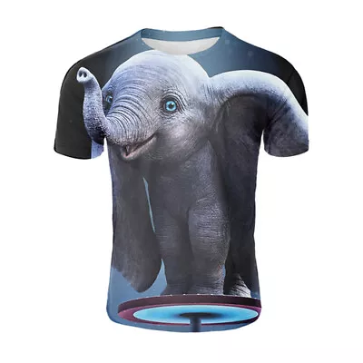 Buy Women Men Casual T-Shirt 3D Print Short Sleeve Tee Top Movie Elephant Dumbo • 3.95£