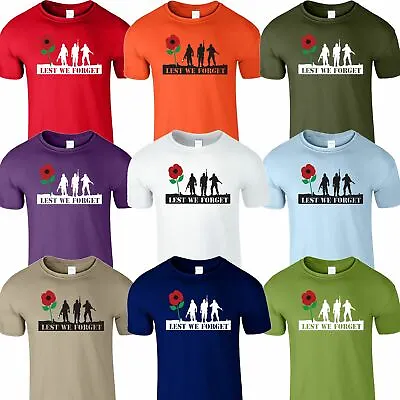 Buy Remembrance Day Mens T-Shirt Lest We Forget Poppy Flower Armed Forces Day Tshirt • 10.99£