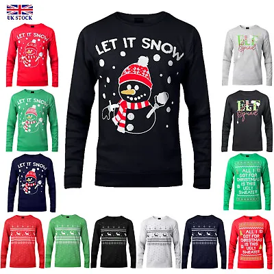 Buy Men's Boys Christmas Family Matching Snow Elf Ugly Sweatshirt Sweater Jumper Top • 7.99£