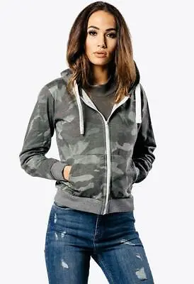 Buy Womens Camouflage Plus Size Long Sleeve Zip Up Hoodie Size L - XXL • 12.99£