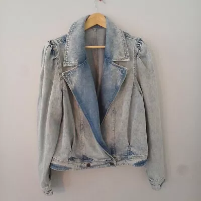 Buy Ladies Denim Jacket Size 18 Blue  Faded Look Womens Biker Jacket Summer  • 19.99£