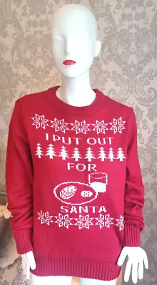 Buy AMERICAN STITCH Unisex Red   I Put Out For Santa  Red Christmas Jumper [M] • 14.99£