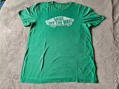Buy Mens Green Vans Off The Wall Logo T Shirt - Size Medium • 5£