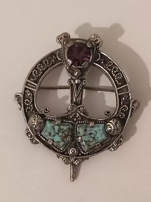 Buy Vintage Metal Signed Celtic Jewellery. Hard Stone  Pendant/Brooch. STUNNING. • 24.99£