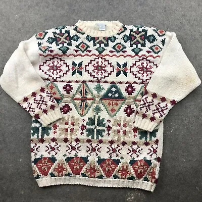 Buy Vintage ARENDINE Sweater Womens Medium Beige Aztec Ugly Tacky Christmas • 19£