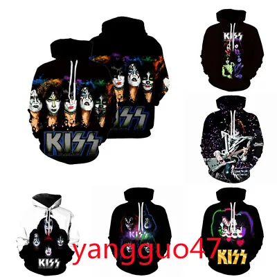 Buy Unisex Kiss Rock Band 3D Hoodies Sweatshirt Pullover Top Jumper Xmas Gifts UK • 13.15£